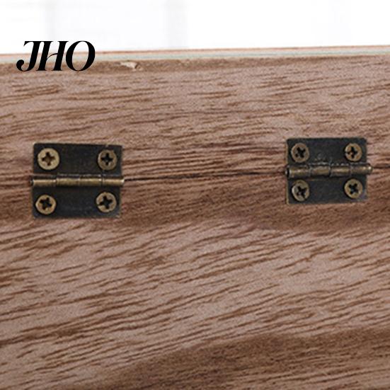 Storage Holder Retro Style Clamshell Design Square Shaped Jewelry Box Wooden Vintage for Small Items