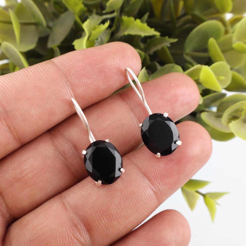 Black Onyx Jewelry, 925 Solid Sterling Silver Earrings Handmade Gemstone Jewelry, Gifts For Wife Brand New Earrings Gift For Her