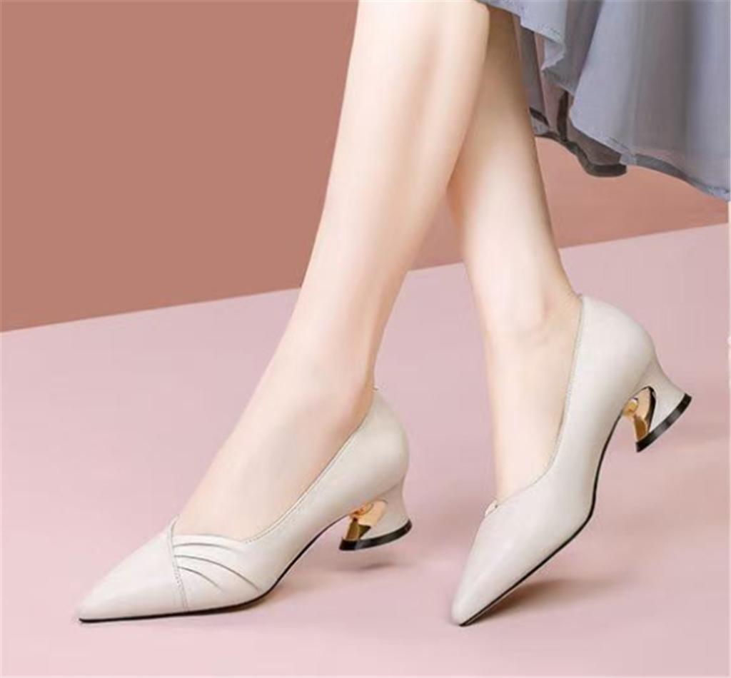 Zapatos De Mujer Women Fashion Pointed Toe Spring Square Heel Shoes for Office Work Lady Classic Career Shoes Ab660