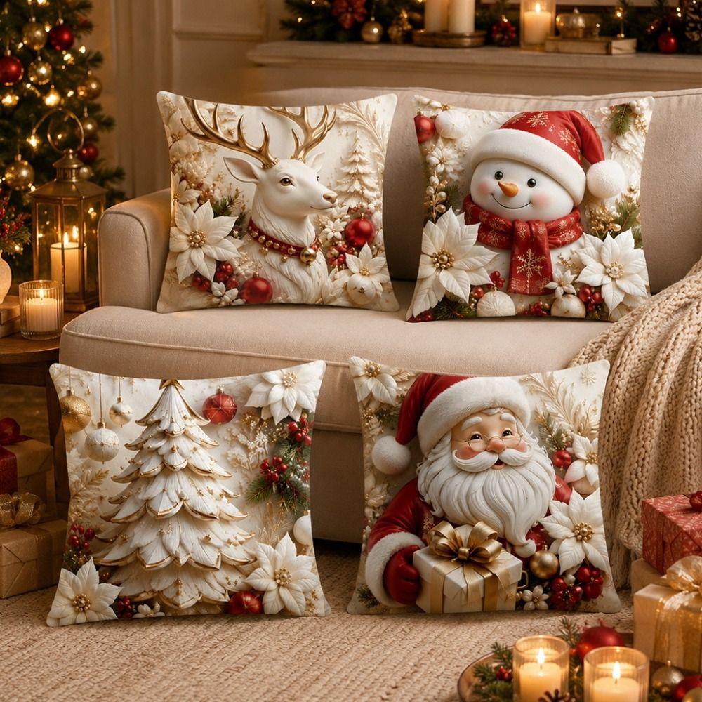 Detachable Soft Christmas Pillow Covers 45x45cm Christmas Themed Pillow Case Sofa House Room