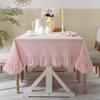 Yousheng Solid Color Ruffled Tablecloth Rectangular Square Table Cover Dining Tablecloth for Farmhouse Kitchen Dining Room Patio Decoration