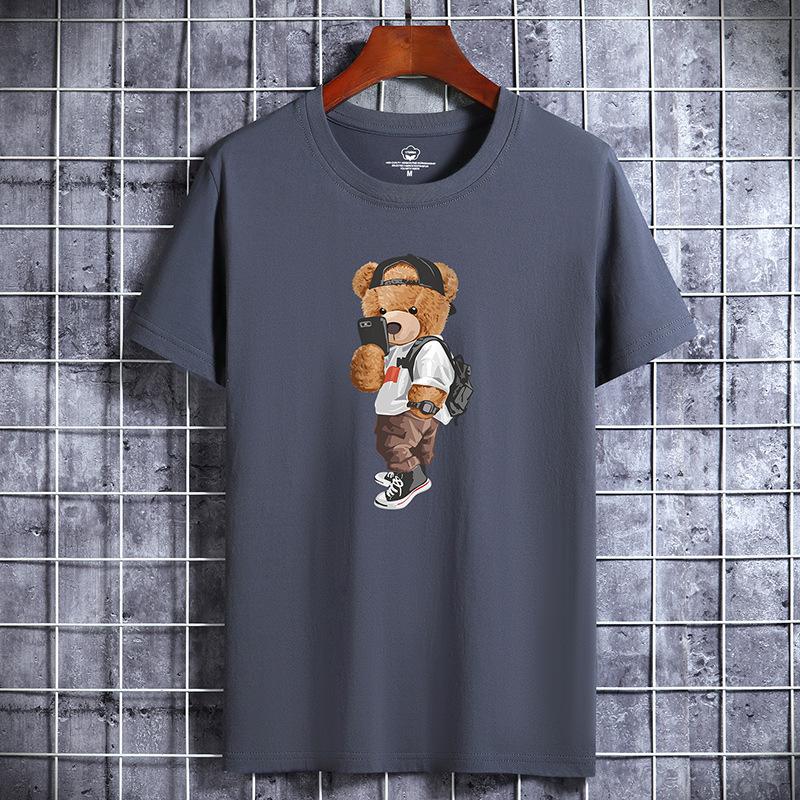 QICED Летняя футболка с короткими рукавами, мужская футболка с круглым вырезом и трендовым низом