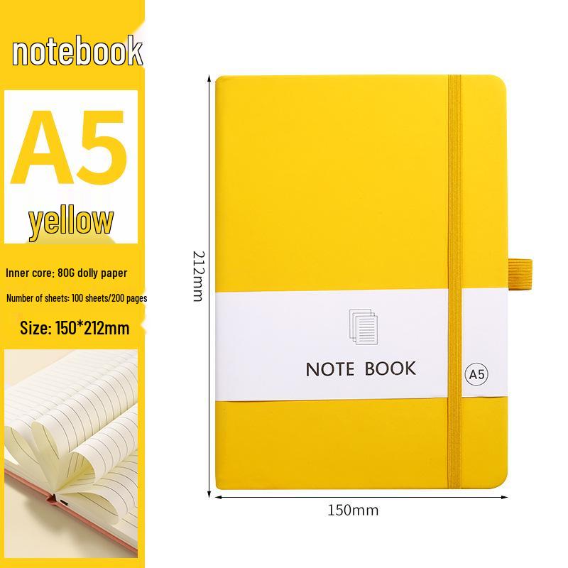 A6 Color Elastic Band Portable Notebook - Student Memo with Skin-Feel Leather Pocket Design
