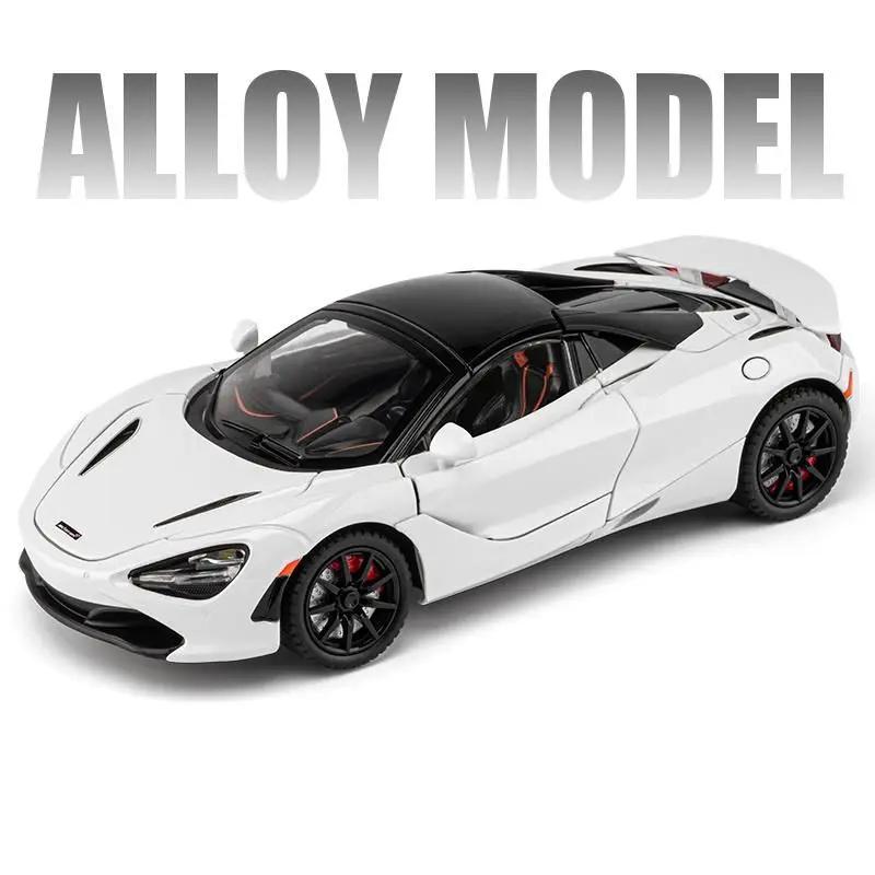 1:24 гоночных автомобиля McLaren 720S из легкого сплава, литая металлическая модель спортивного автомобиля, имитация звука и света, коллекция украшений, детские игрушки, подарок для мальчиков
