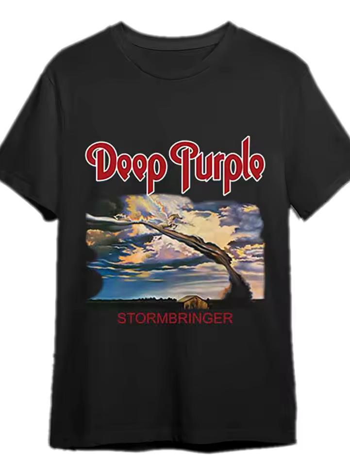 Retro Deep Purple Storm 1974 New Design T-Shirt Unique Men's Short Sleeve Pure Cotton Couple All-Season Streetwear T-Shirt