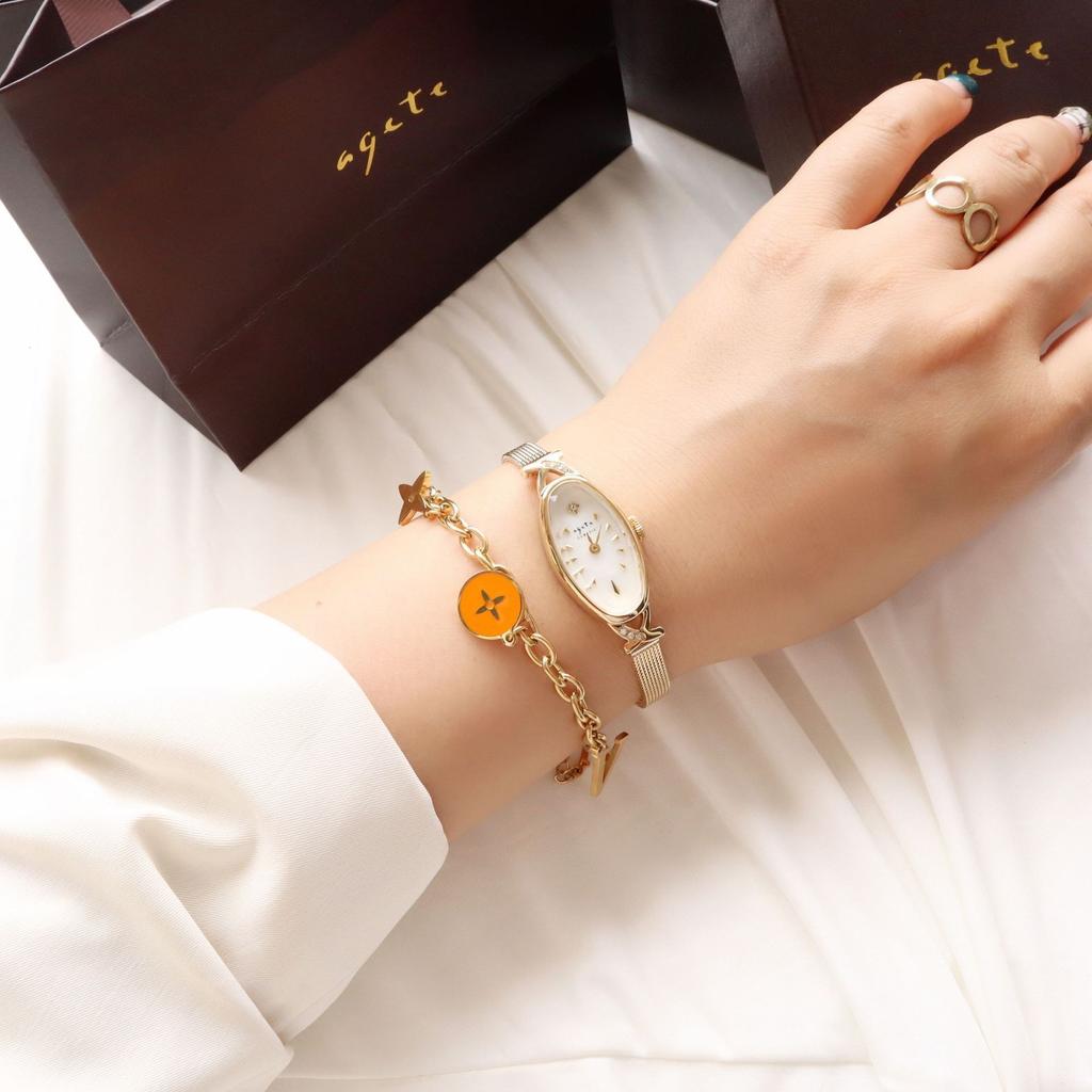 Niche Popular Retro Style Oval Luxury Diamond-Encrusted Women'S Watch Small Temperament Does Not Fade Quartz Watch
