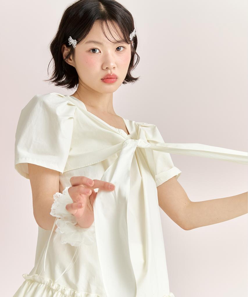 Adore Bell Ribbon Tie Dress - Cream