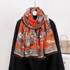 Autumn and Winter New Totem Imitation Cotton Linen Scarf Female Decorative Hobnail Shawl Autumn Anti-cold Warm Neck