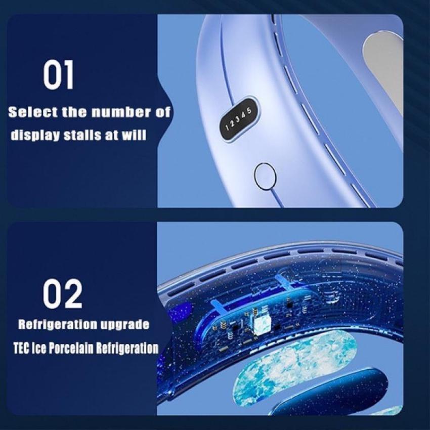 4000mAh Portable Neck Fan Electric Wireless FAN Hanging Rechargeable Mini Ventilador Cooling USB Bladeless Mute Fans for Indoor Outdoor Sports