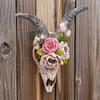 Wall Sculpture Simulation Flower Goat Skull Artwork Props 3D Animal Crafts Decor