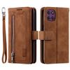 For Motorola Moto G56 5G Case 9 Card Slots Zipper Wallet PU Leather Phone Cover with Wrist Strap