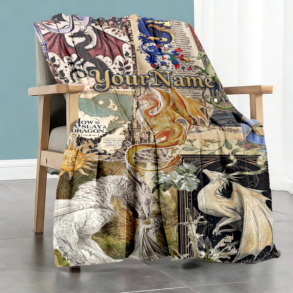 Gothic Illustrations Customize Text Blanket Cozy Personalized Blanket Warmthful Decor Suitable for Seaside Office Chair Sofa Living Room All-Season Us