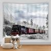 Nature Forest Snow Scene Tapestry Train Pattern Aesthetic Room Decor Carpet Living Room Wall Hanging Home Dorm Bedroom Decor