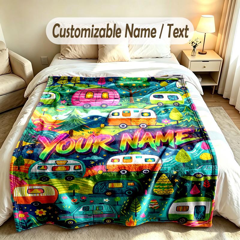 Fantasy Magic Theme Soft Blanket Personalized Custom Name Text Print Warm Blanket Home Sofa Bedroom Decor