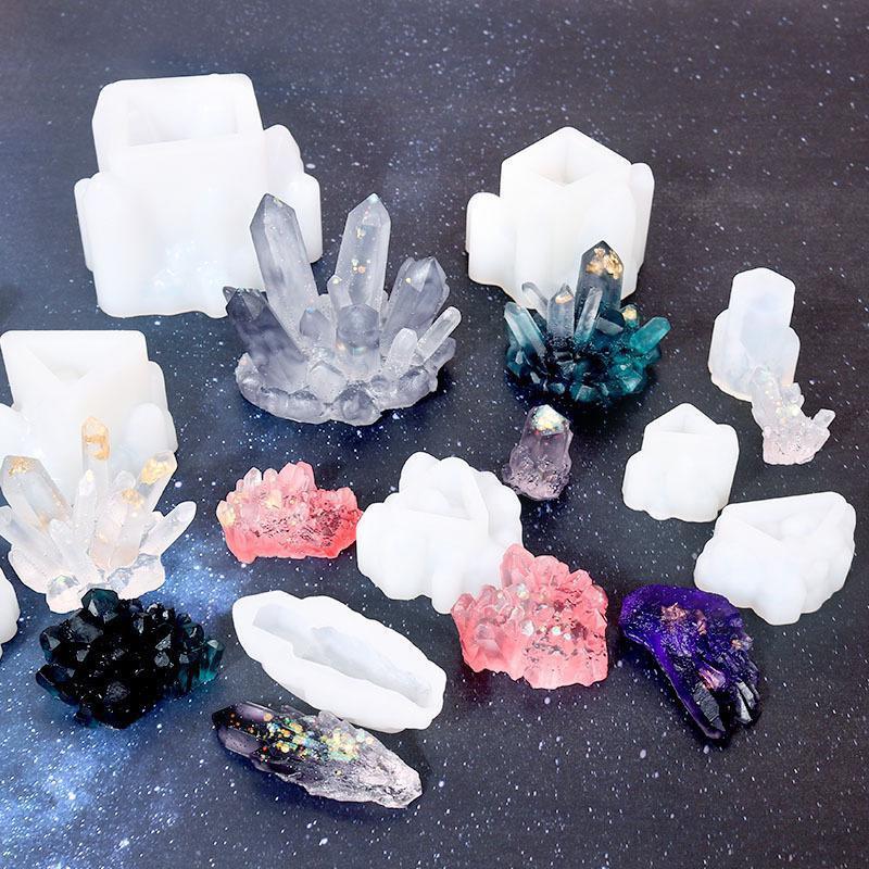 DIY Crystal Epoxy Resin Mold Crystal Cluster Stone Ornaments Frosted Decorative Silicone Mold