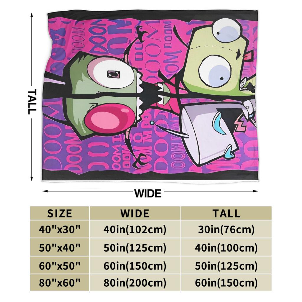 Invader Zim Movie Blanket Soft Aesthetic Plush Throw Blanket For Bedroom Airplane Travel Flannel Bedspread Bed Cover