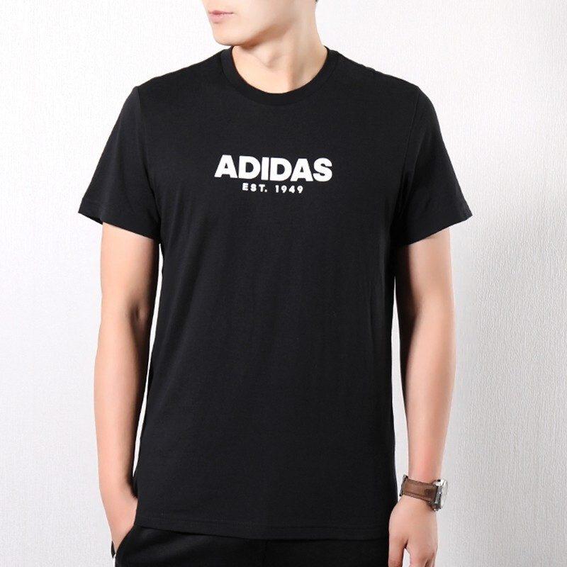 adidas Футболки Мужские Черные С Круглым Вырезом Умеренный Прямой Крой EK4730