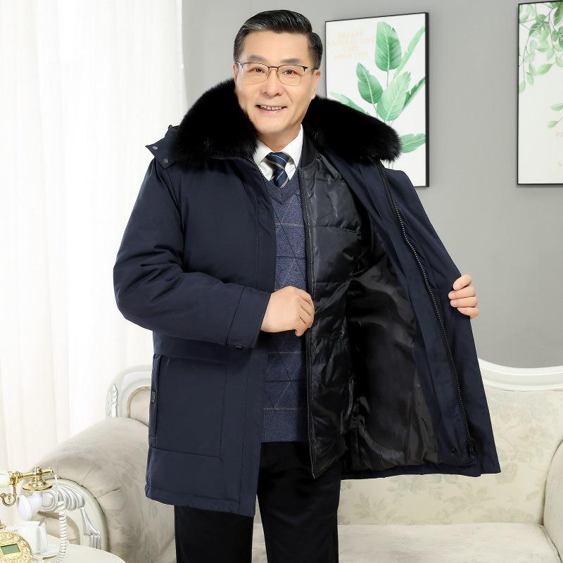 New Style Removable Down Jacket for Men, Medium and Long Daddy Style, Middle-aged and Elderly 405060-year-old Jacket