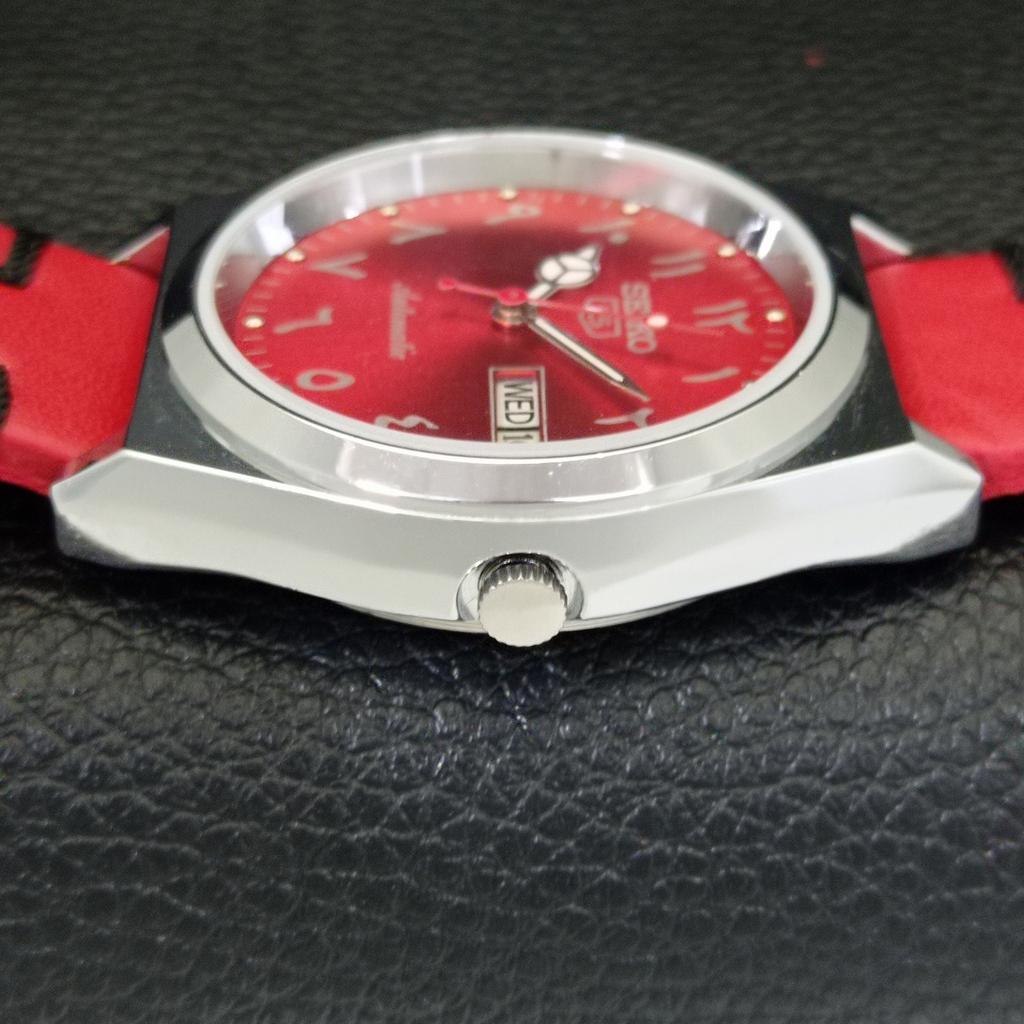 VINTAGE REFURBISHED SEIKO 5 AUTOMATIC 6309A JAPAN MENS RED DIAL WATCH a441310-a