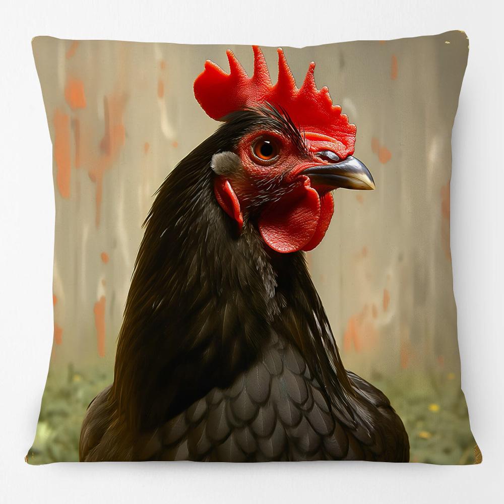 European Chicken Rooster with Glasses Portrait Poster Cushion Covers Hand Painting Pillowcase