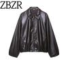 Za Autumn and Winter New Arrivals Women's Clothing Zr European and American Style Faux Leather Pilot Lapel Jacket 4341736 717