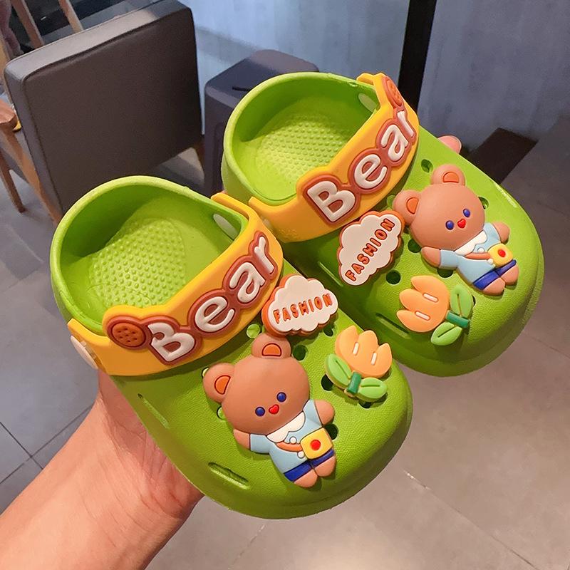 Детские тапочки с плюшевым мишкой и кроликом из мультфильма, летние женские противоскользящие домашние сандалии и тапочки, мужская и детская обувь
