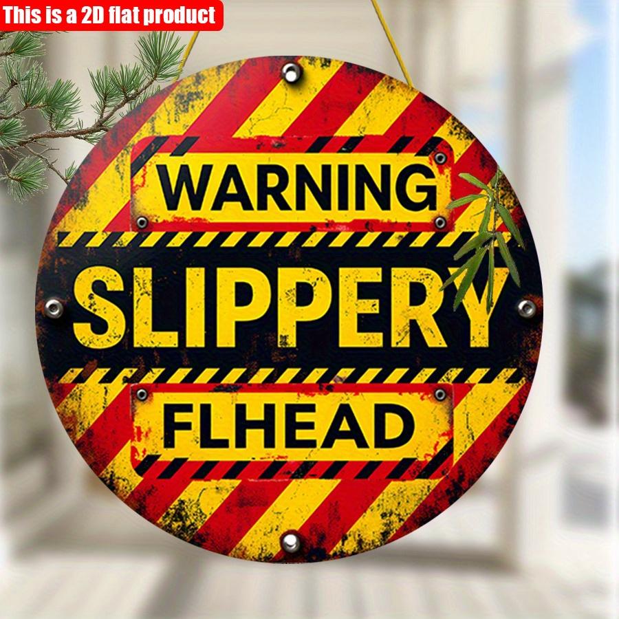 2D плоский 20*20 см 1 шт. раздвижной пол предупреждение желтые и черные полосы круглый знак предупреждение скользкий текст на плоской головке тематическая настенная подвеска, идеально подходит для туалета