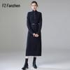 Женское трикотажное платье миди Fanzhen с высоким воротником, утолщенное, из смесовой кашемировой пряжи