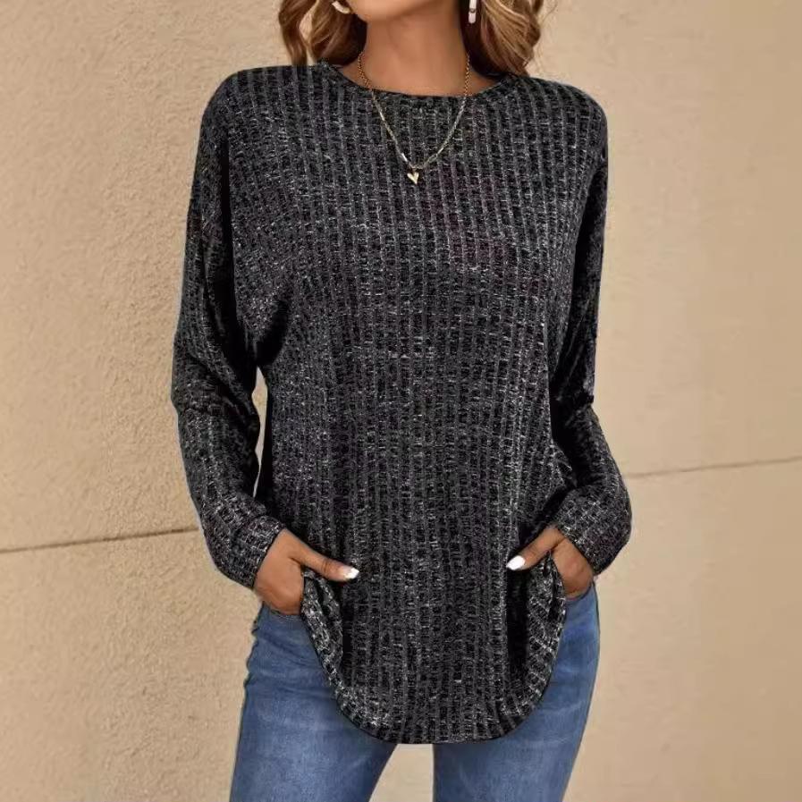 Вязаный свитер, удобный женский топ с длинным рукавом, повседневные рубашки