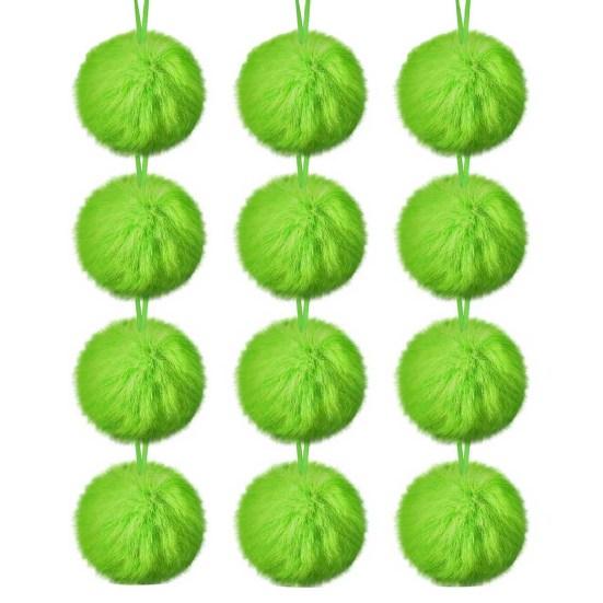 12/16 шт. Рождественские подвесные украшения 6 см зеленые пушистые шарики бант декор легкий многоразовый елочный кулон праздничный декор подарки