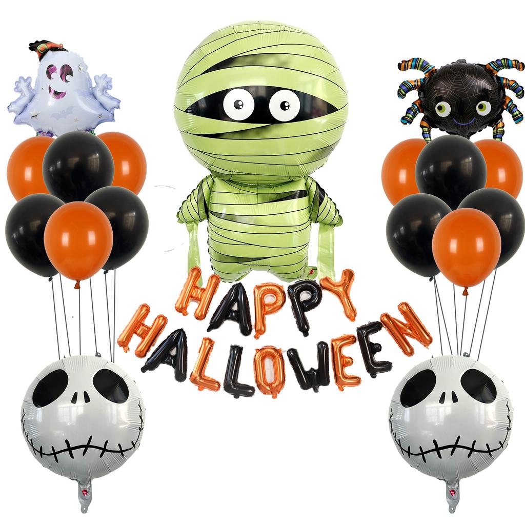 Набор моделирующих воздушных шаров из алюминиевой пленки на Хэллоуин, летучая мышь, паук, тыква, призрак, украшение для вечеринки
