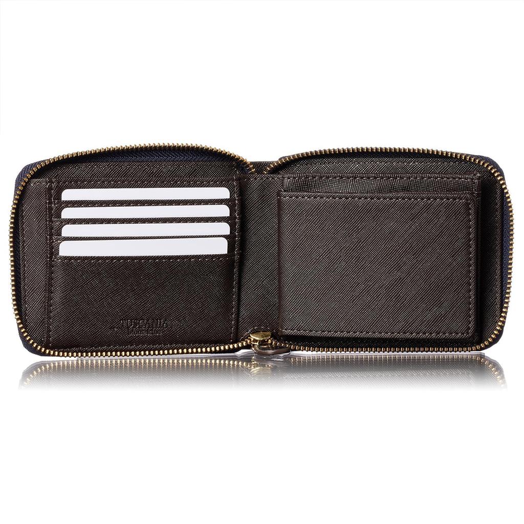 CHRISTIAN BELETT Montalcino Bifold Made with Italian Tuscan Cowhide Crocodile Round Design Men's Wallet, Leather, Embossed, (Nero Black)