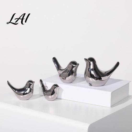 Decorative Ceramic Crafts Modern Bird Figurines Gold & Silver Home Decor Minimalist Office Desk Ornament Abstract Animal Statues for Living