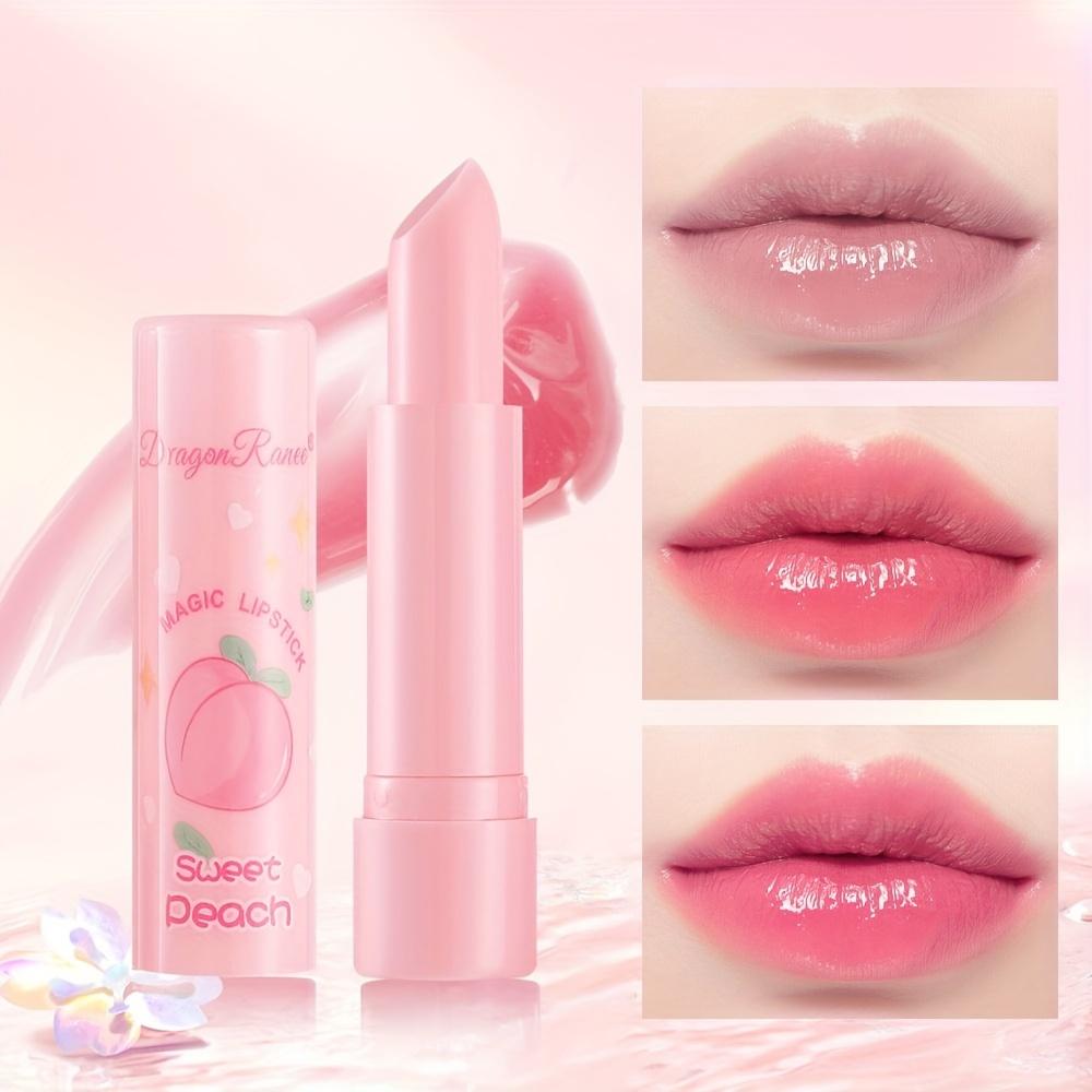 Персиковый бальзам для губ, меняющий цвет, стойкая помада, чувствительная к температуре, водостойкая, увлажняющая, восстанавливающая, против сухости и потрескавшихся губ