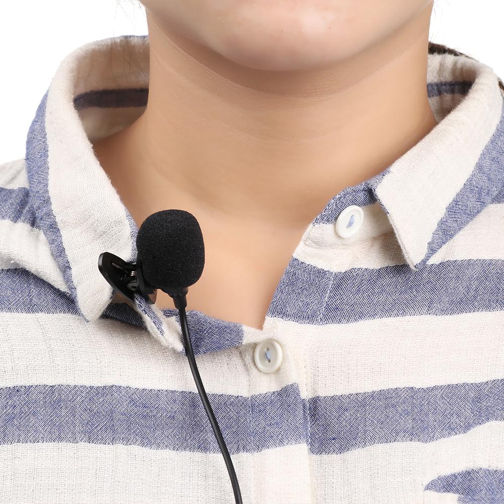 Laptop Collar Wired Clip-On Lapel Microphone 3.5mm Jack Recording Teaching Lavalier Condenser Mic