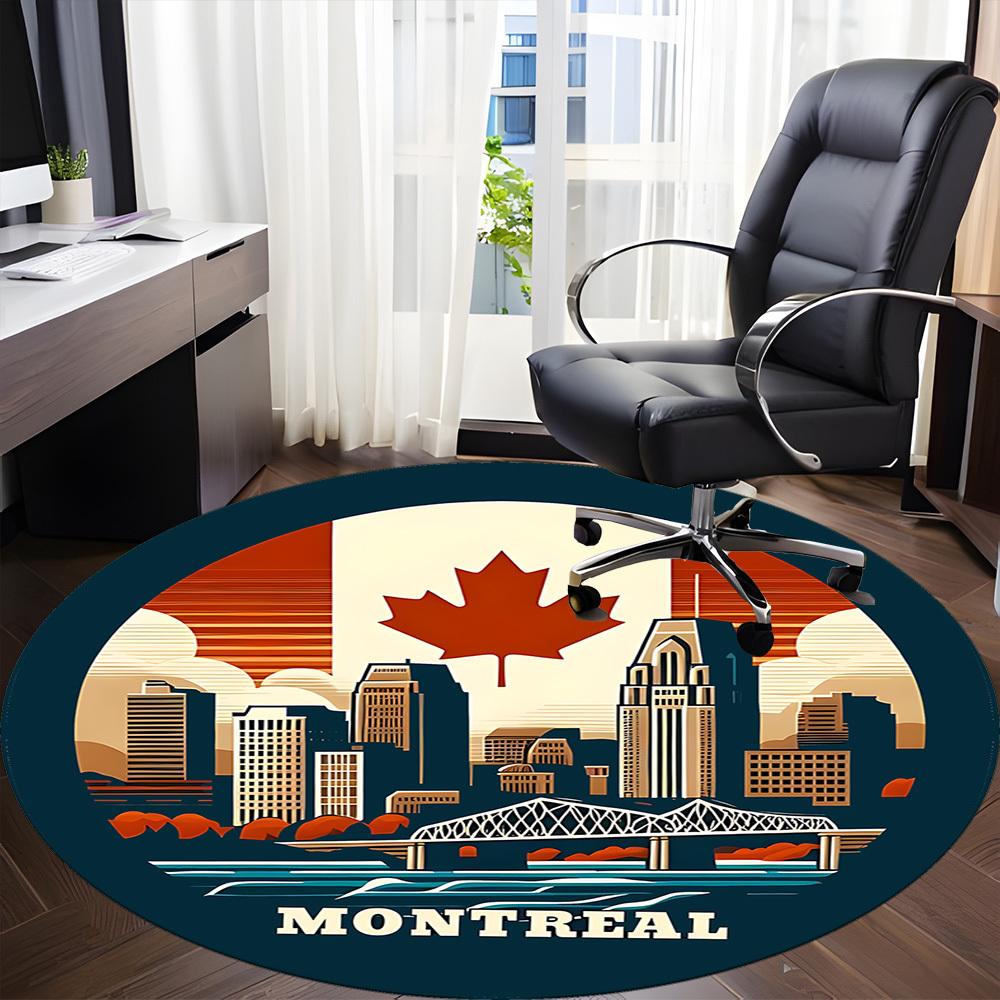 1 шт. Круглый ковер Montreal Maple Leaf для офиса, Коврик подходит для офиса, Под офисные стулья, Спальни, Гостиной, Домашнего декора, Декора комнаты