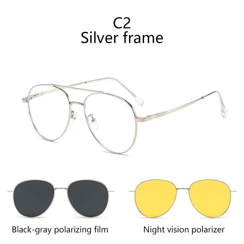 Магнитный чехол 3 в 1 для очков, Универсальные очки для близорукости, Эллиптическая оправа, Поляризационные солнцезащитные очки, Солнцезащитные очки-клипсы два в одном