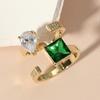 Personalized Retro Ring Female Court Style Emerald Gem Design Ring Niche Temperament High-end Versatile Ring