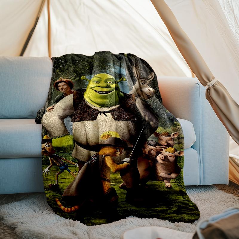 Shrek Theme Printed Blanket - Perfect for Couch, Bed, Travel & Outdoor Use | Machine Washable, Cozy & Durable.