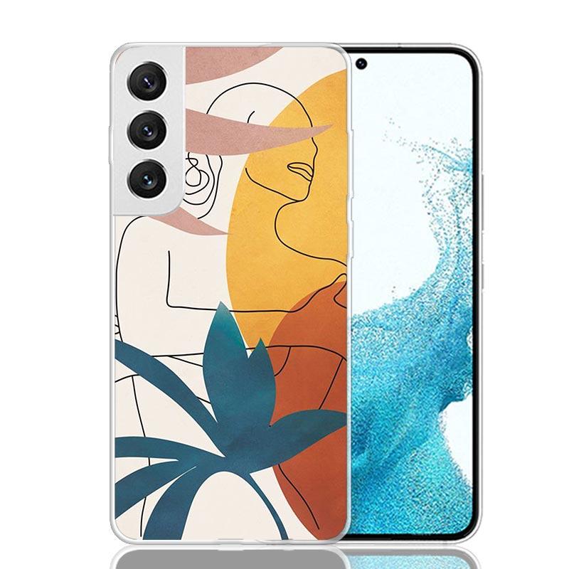 Абстрактный Чехол для Телефона с Линией Лица Женщины для Samsung Galaxy S26 Ultra S23 S24 S25 Edge S20 FE S21 S22 Plus Мягкий Чехол с Рисунком Забавный