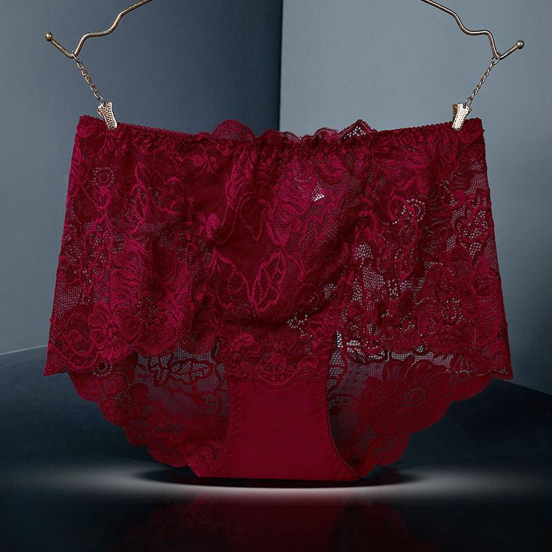 Women Plus Size Lace Panties Sexy High Waist Pants Seamless Butt Lifter Lingerie Female Flowers Mesh Breathable Briefs