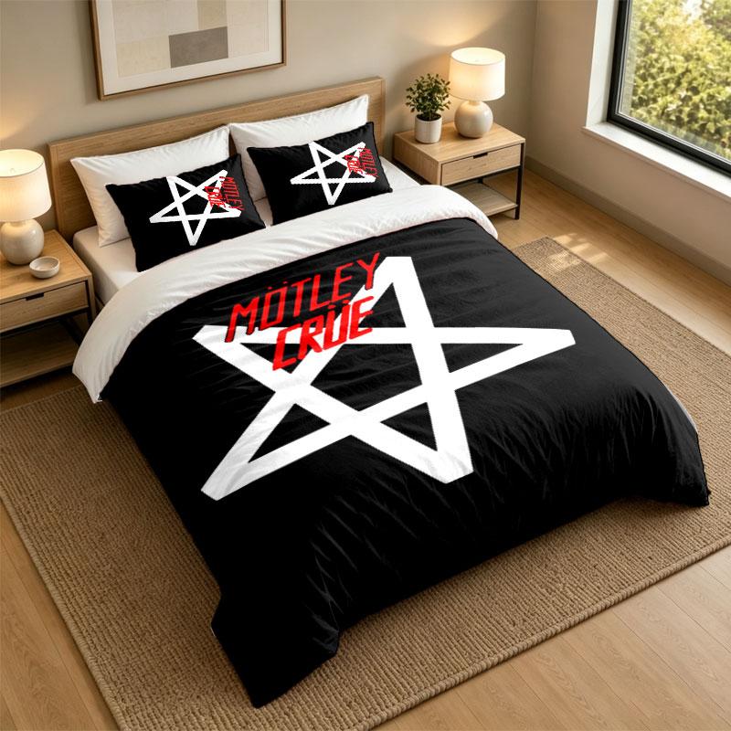 3Pcs Bedding SetMotley Crue Soft Bed Sheet and Two Pillowcases Home Bedroom Decor