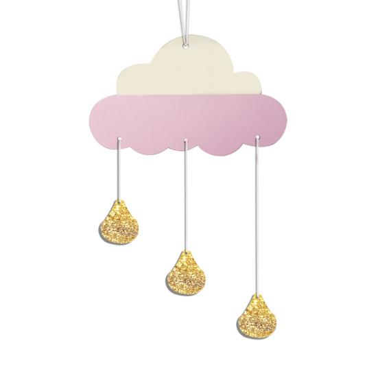 Nordic Style Wooden Hanging Decoration Cloud Glitter Water Drop Kids Room Decor