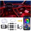 Светодиодная подсветка салона автомобиля Беспроводное управление через приложение 5 в 1 RGB Комплект амбиентного освещения С оптоволокном 236", 16 миллионов цветов Синхронизация с музыкой Водонепроницаемая светодиодная лента