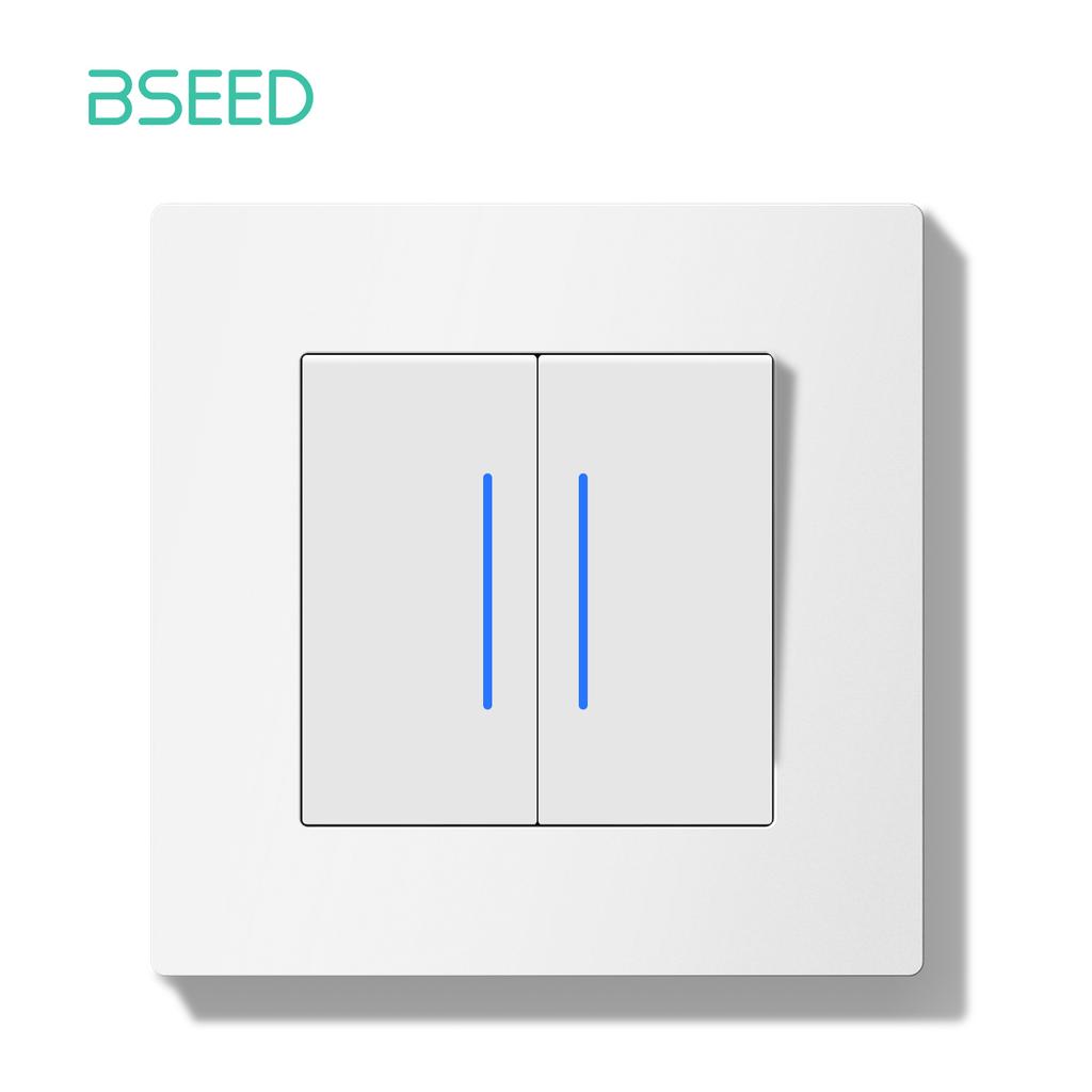 BSEED Выключатель света с LED Белая пластиковая рамка Настенный переключатель с индикаторной лампой Серия E Стандарт ЕС 1/2-полюсный/Сброс