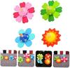 4 PCS Wooden Spinning Tops Toy Colorful Flower Design Hand Spun Tops for Kids Birthday Party Games Hand Eye Coordination Training Toy