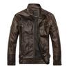 CHEST 5XL Retro Multi-pocket Zipper Multifunctional Windproof Gift Waterproof Punk Soft Leather Jacket Stand Collar Tops