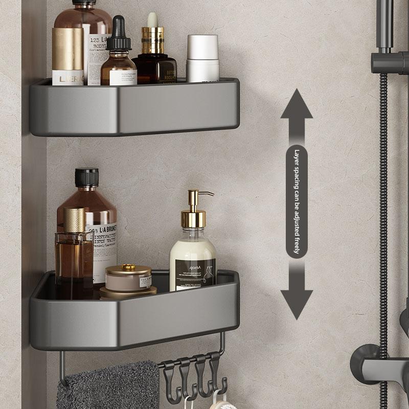 Bathroom Shelf No Drill Corner Space Aluminum Storage Rack Wall Mounted Triangle Basket Shower Room Storage Organizer FR2006