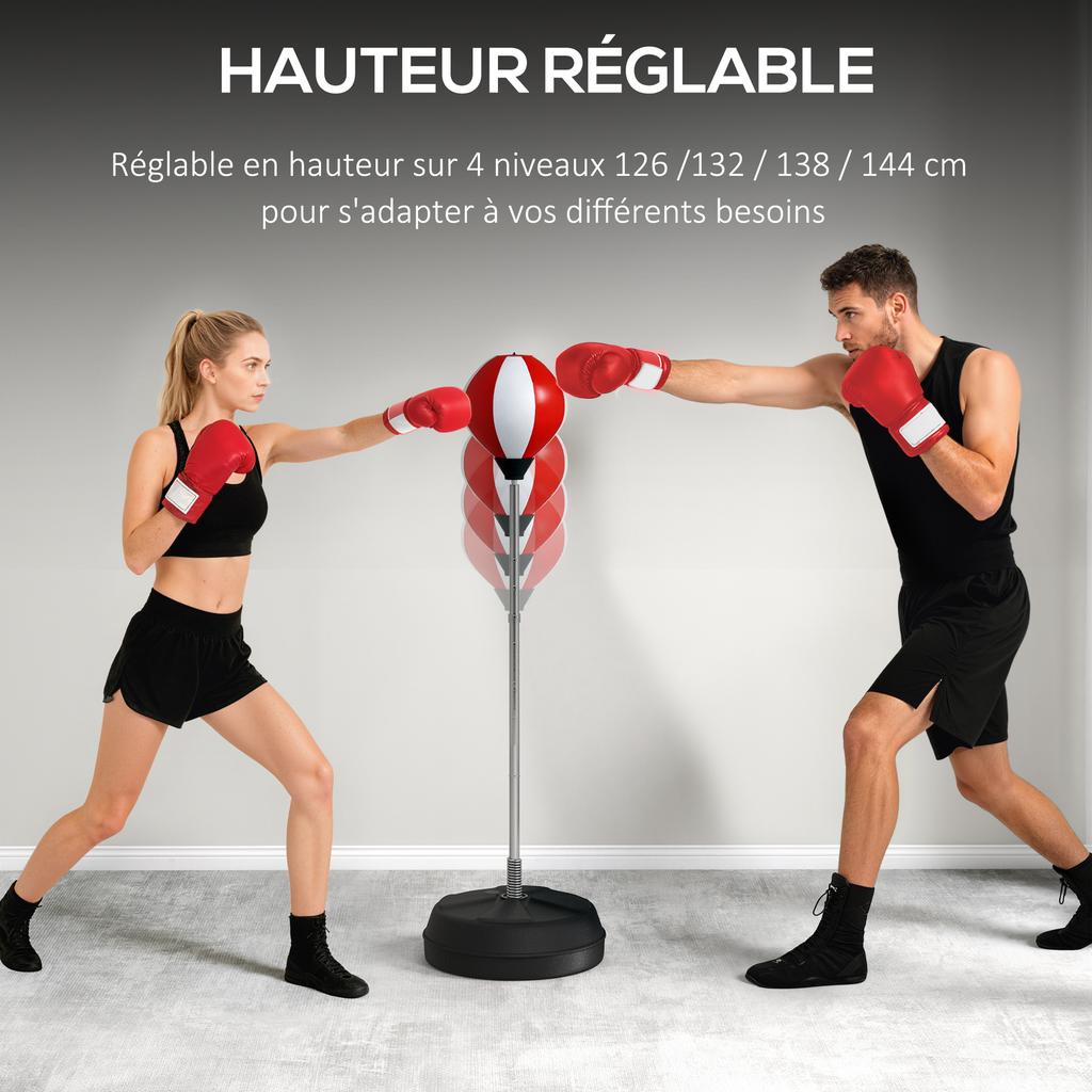 Punching Bag with Stand Boxing Bag Set with Adjustable Height, Red