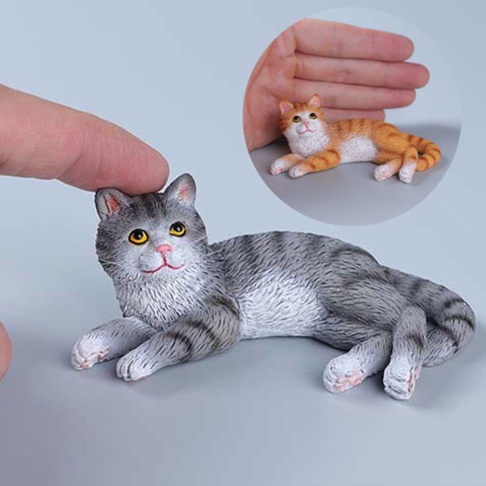 Simulation Cat Pet Model Cartoon Lying Cat Statue Adorable Cat Ornament Kids Toy